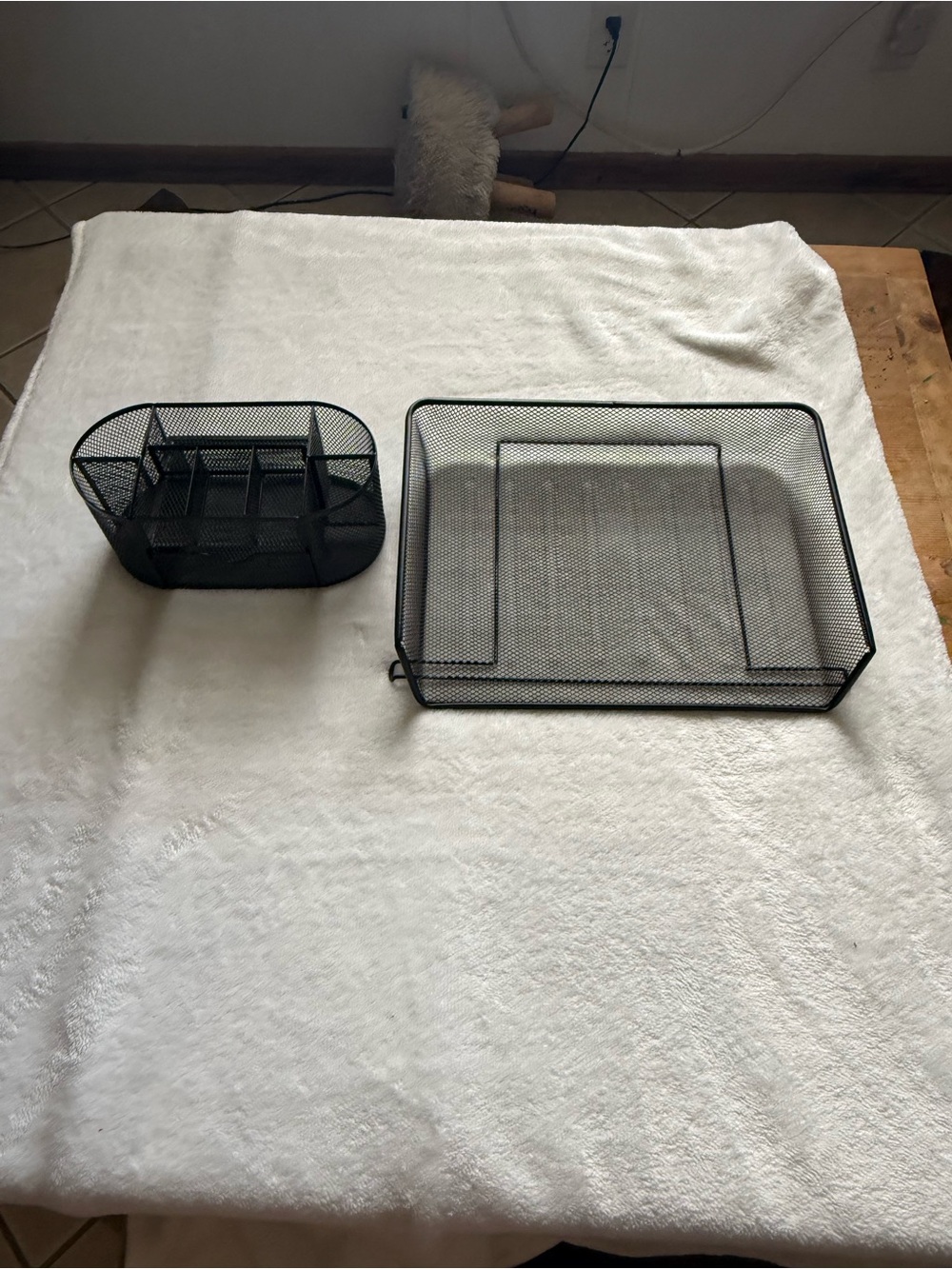 Black Mesh Office Tray and Organizer Set